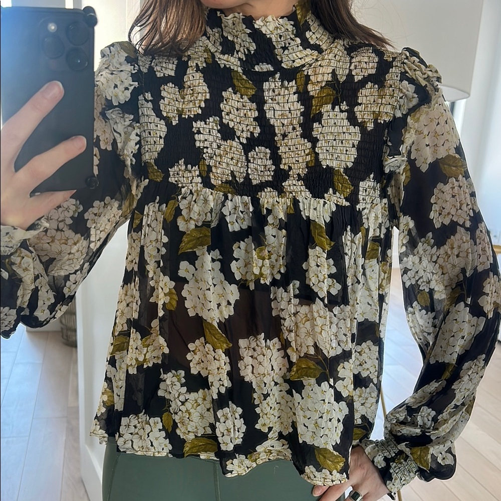 Floral dark navy and White Women's Top the Kooples